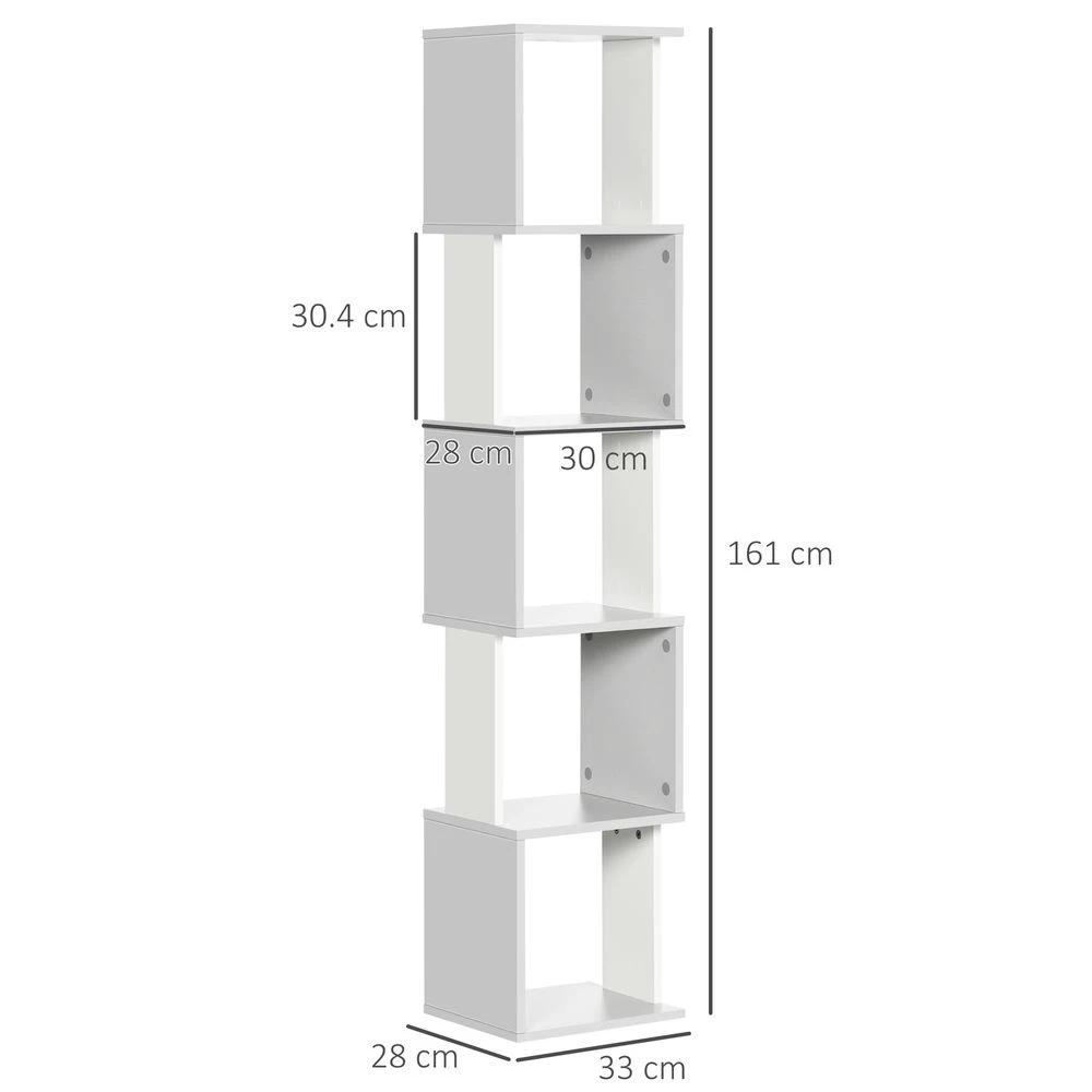 5-Tier Bookshelf, Freestanding Bookcase Storage Shelving Light Grey by HOMCOM