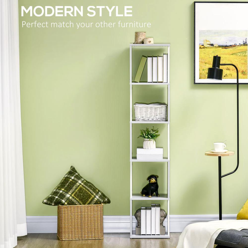 5-Tier Bookshelf, Freestanding Bookcase Storage Shelving Light Grey by HOMCOM