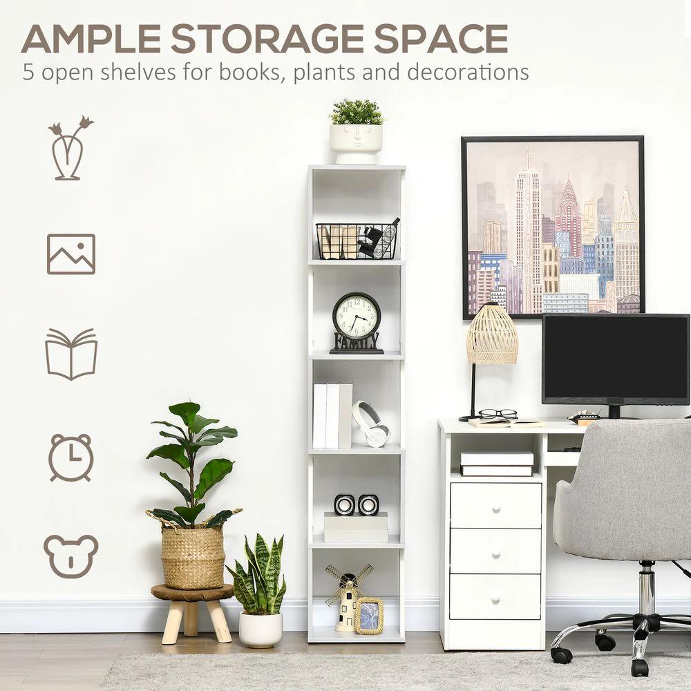 5-Tier Bookshelf, Freestanding Bookcase Storage Shelving Light Grey by HOMCOM