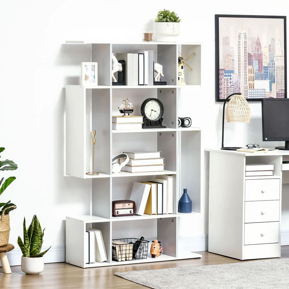5-Tier Bookshelf, Modern Bookcase with 13 Open Shelves, White by HOMCOM