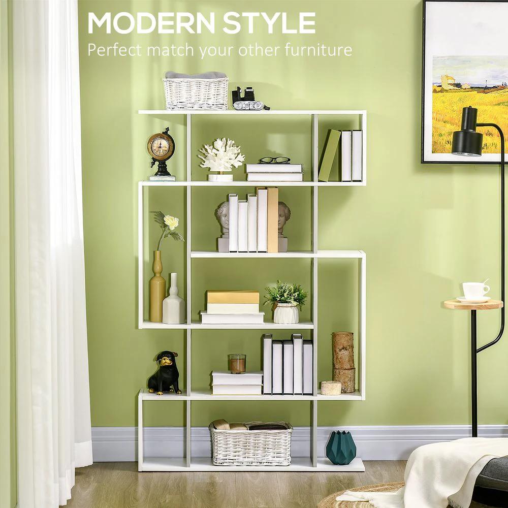 5-Tier Bookshelf, Modern Bookcase with 13 Open Shelves, White by HOMCOM