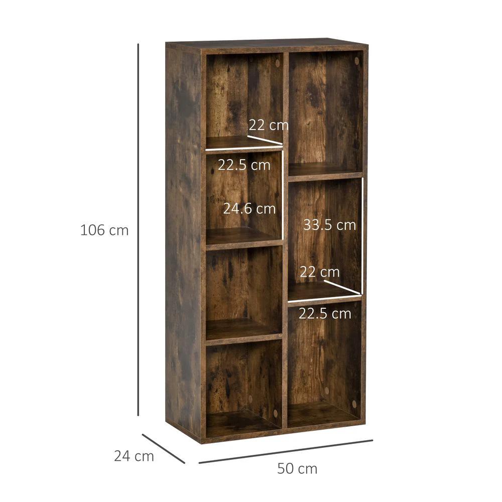 Bookcase IndustrialDisplay Cabinet Cube Storage Rustic Brown by HOMCOM