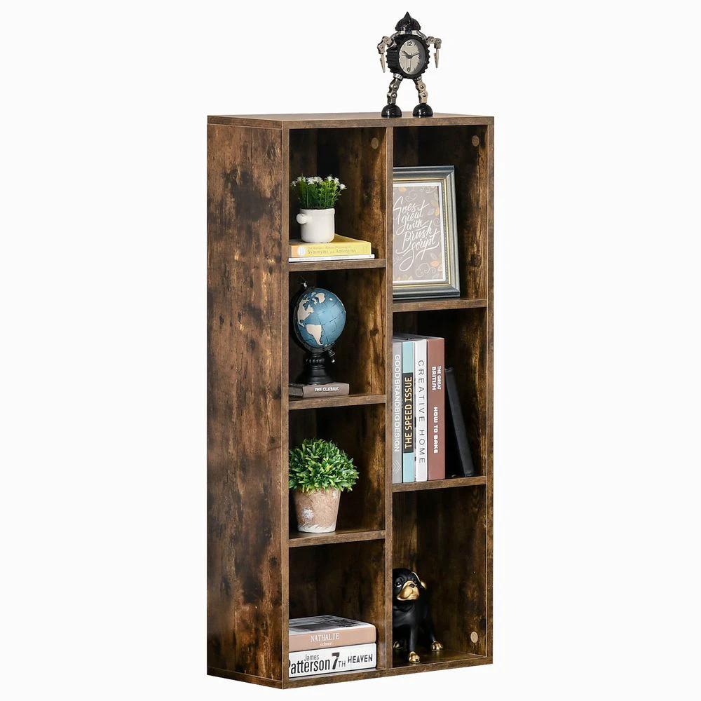 Bookcase IndustrialDisplay Cabinet Cube Storage Rustic Brown by HOMCOM