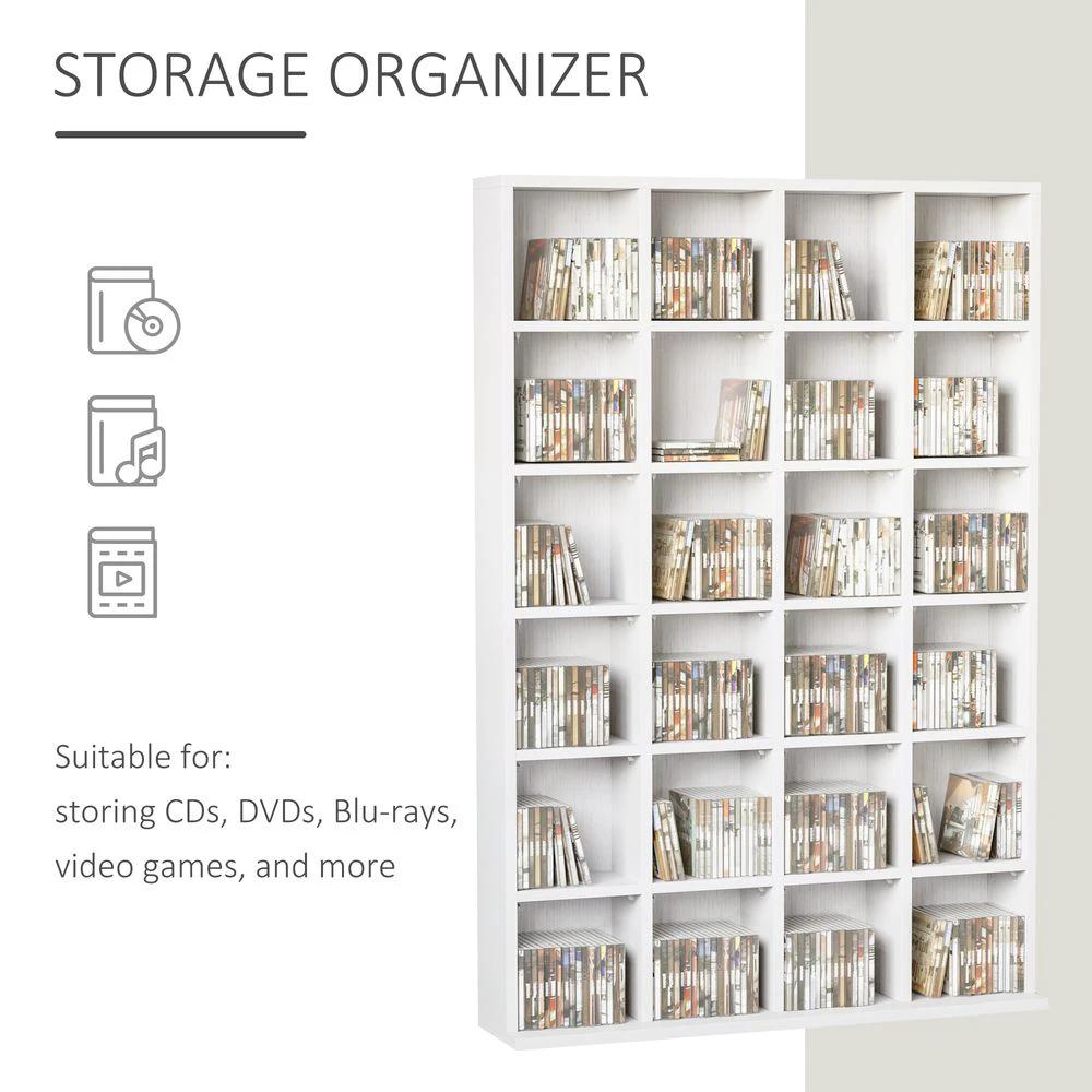 HOMCOM DVD CD Media Storage Cabinet Racks Wooden Shelf Video Bookcase Display - Uncategorized Bookcase