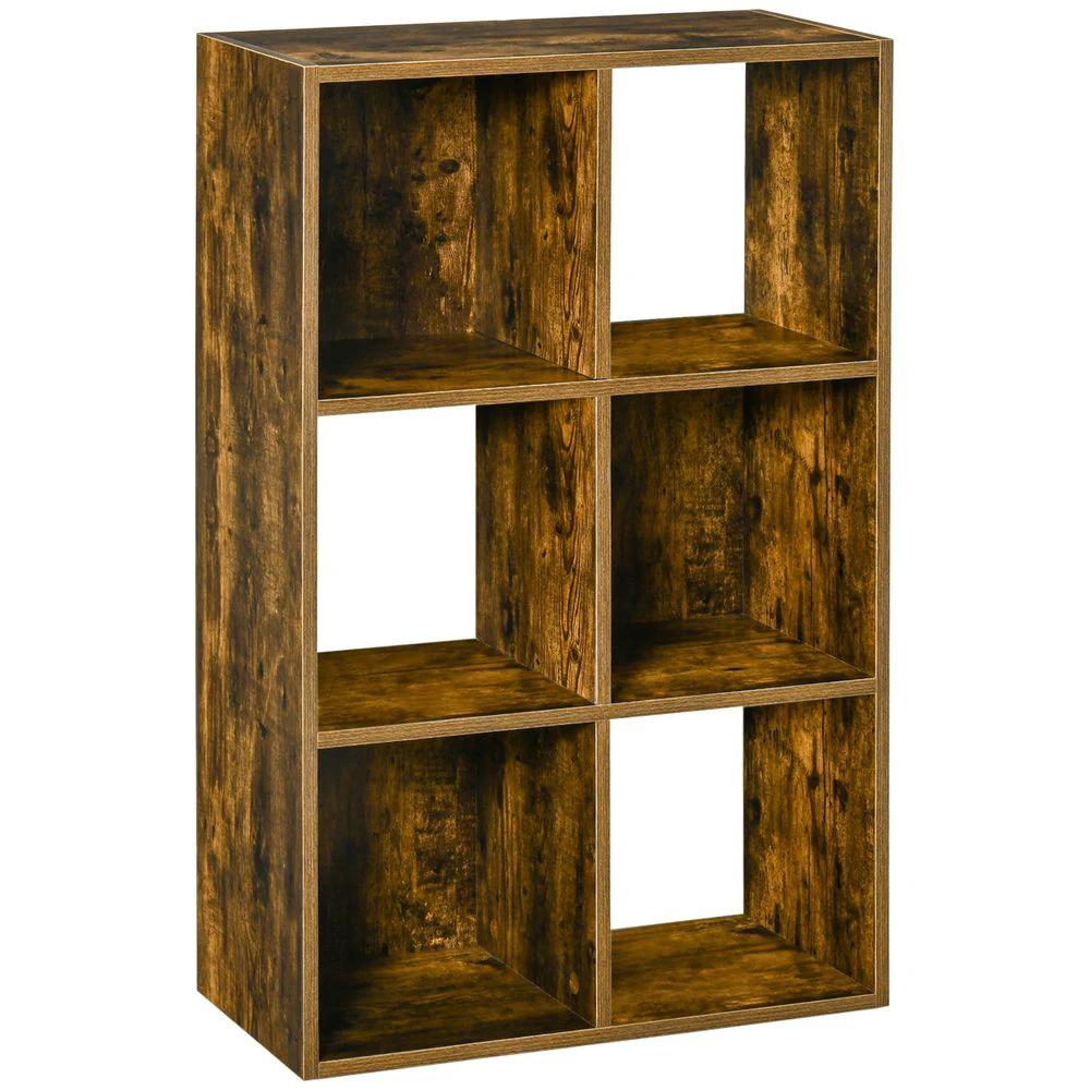 Industrial Style Storage Shelf, Bookcase, Bookshelf, Rustic Brown by HOMCOM