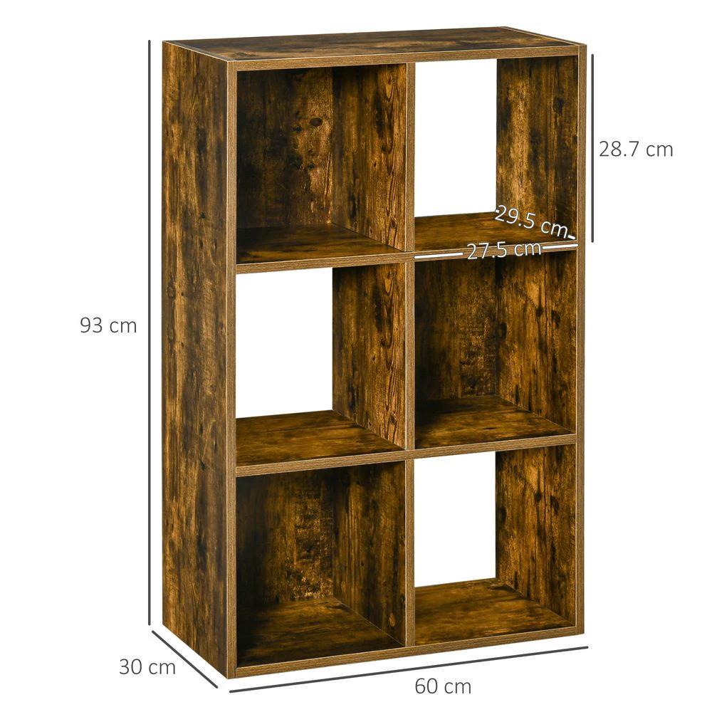 Industrial Style Storage Shelf, Bookcase, Bookshelf, Rustic Brown by HOMCOM