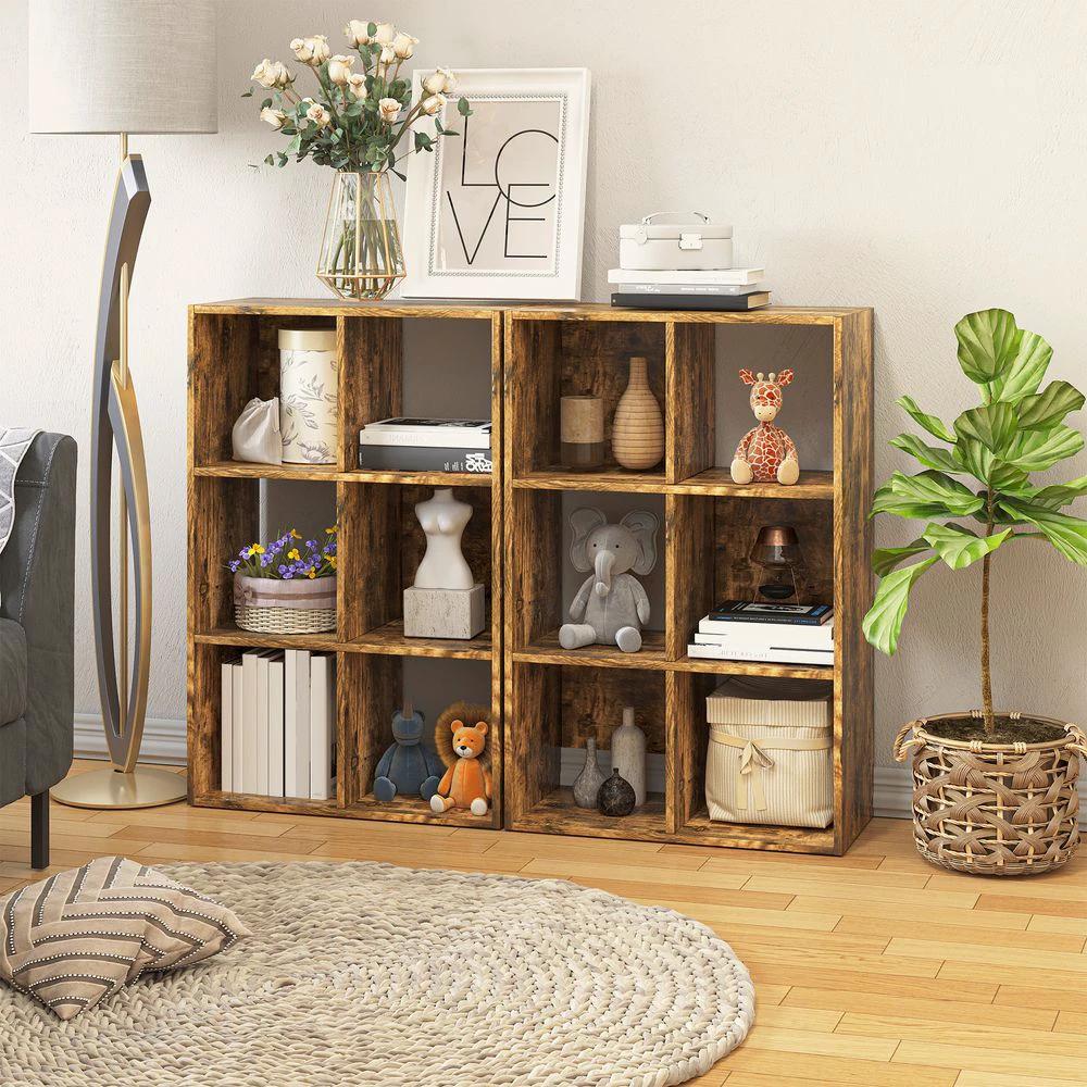 Industrial Style Storage Shelf, Bookcase, Bookshelf, Rustic Brown by HOMCOM