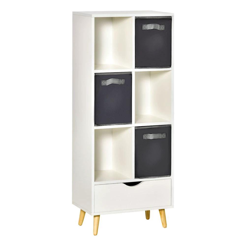 HOMCOM Modern Bookcase Tall Bookcase with Storage Shelves Drawer for Study - Uncategorized Bookcase