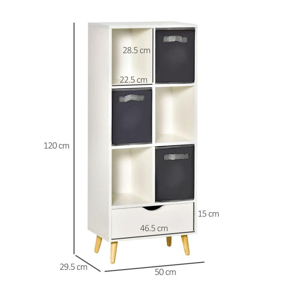 HOMCOM Modern Bookcase Tall Bookcase with Storage Shelves Drawer for Study - Uncategorized Bookcase