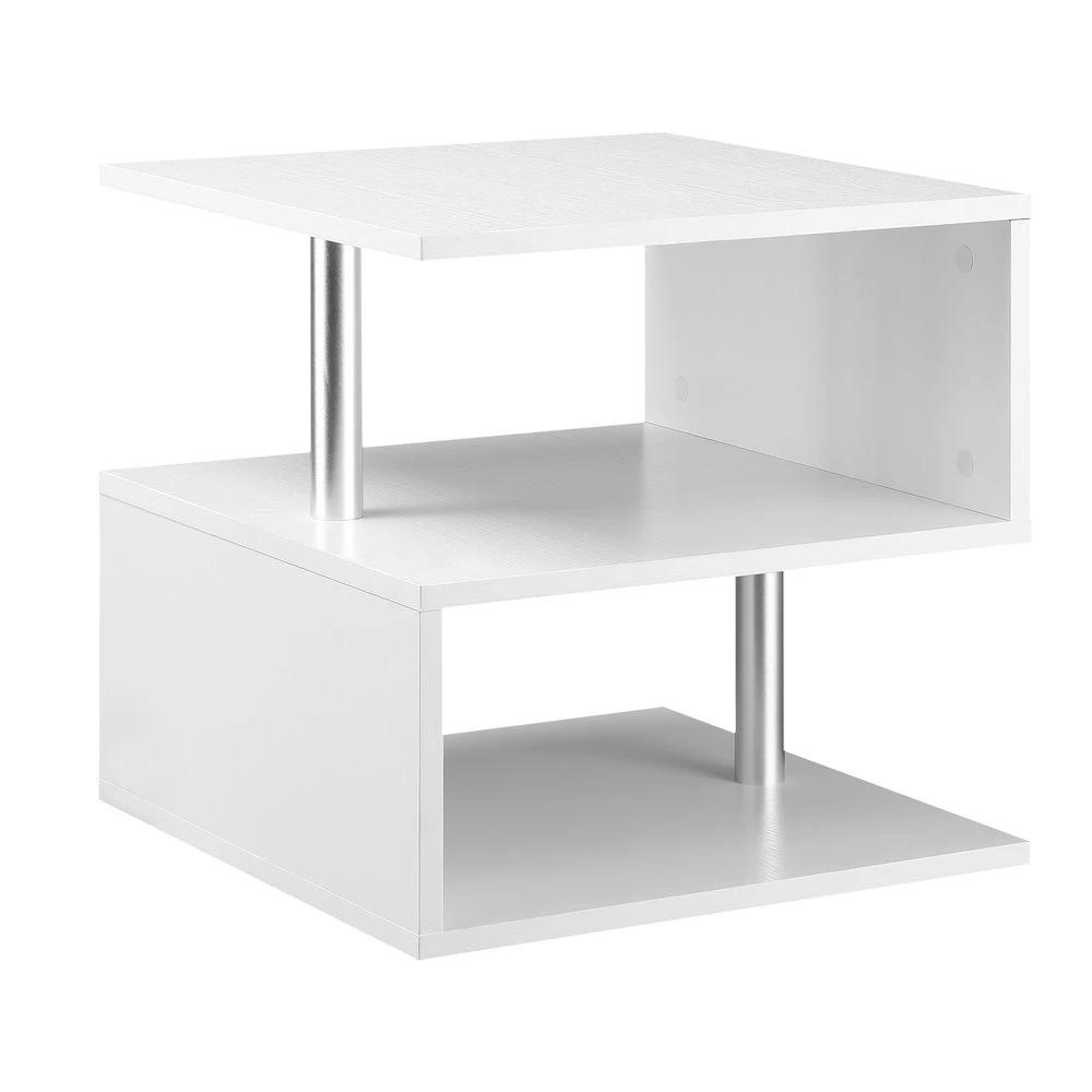Side Table 2 Tier Storage Shef Organizer Bookcase End Desk Stand Display White by HOMCOM
