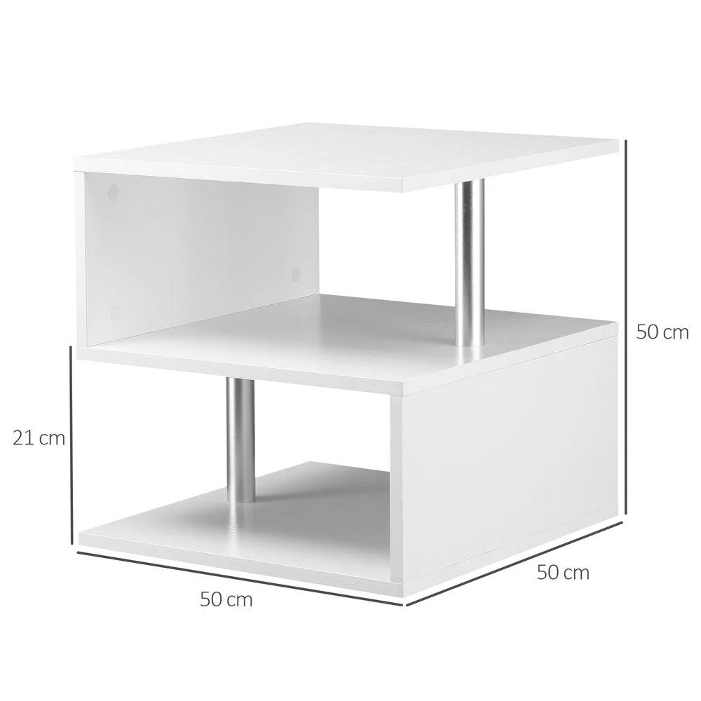 Side Table 2 Tier Storage Shef Organizer Bookcase End Desk Stand Display White by HOMCOM
