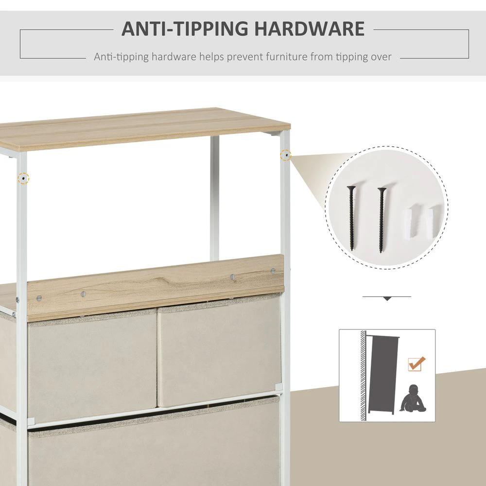 3 Drawer Storage Chest Unit Home w/ Shelves Home Living Bedroom White HOMCOM by HOMCOM