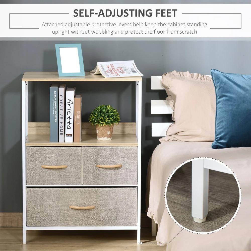 3 Drawer Storage Chest Unit Home w/ Shelves Home Living Bedroom White HOMCOM by HOMCOM