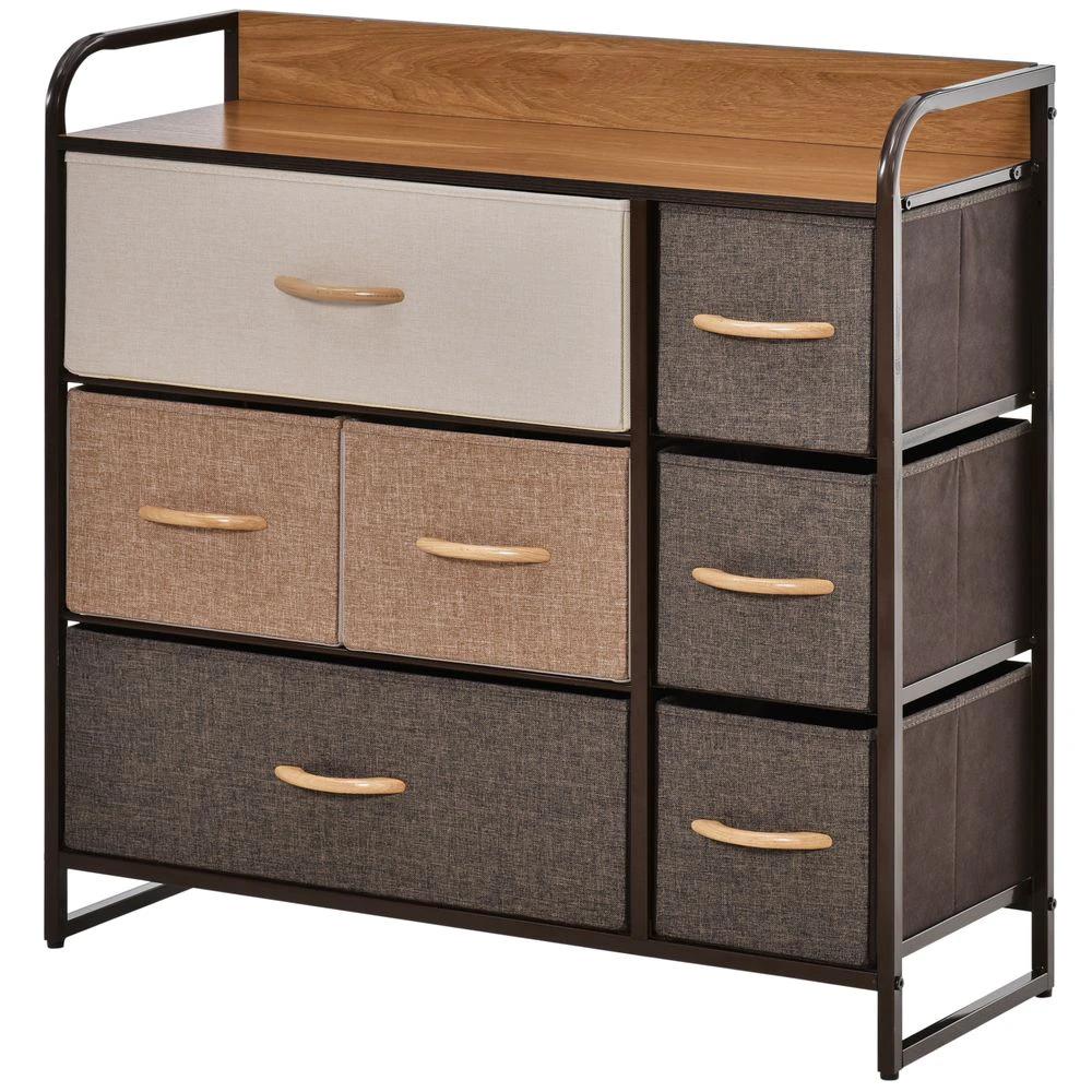 HOMCOM 7-Drawer Dresser, Fabric Chest of Drawers, Storage Organizer - Uncategorized Chest of Drawers