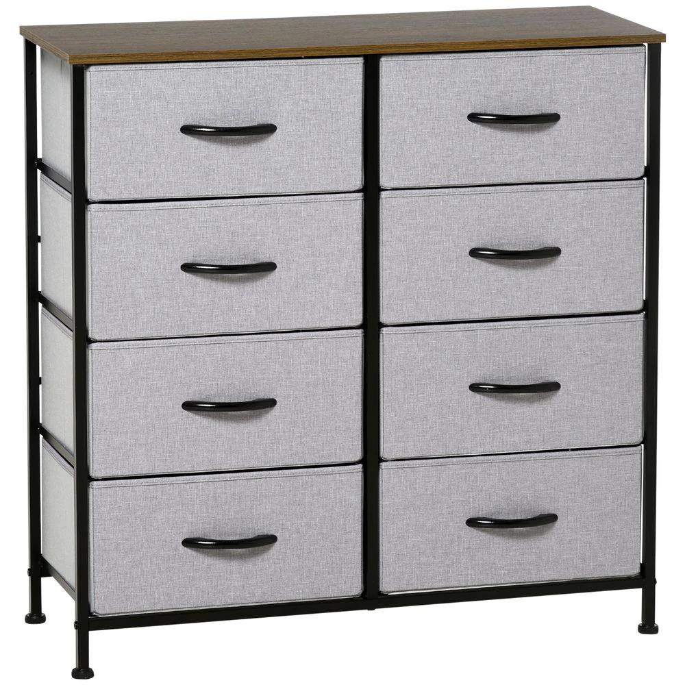 8 Drawer Fabric Chest of Drawers w/ Wooden Top for Closet Hallway Grey by HOMCOM