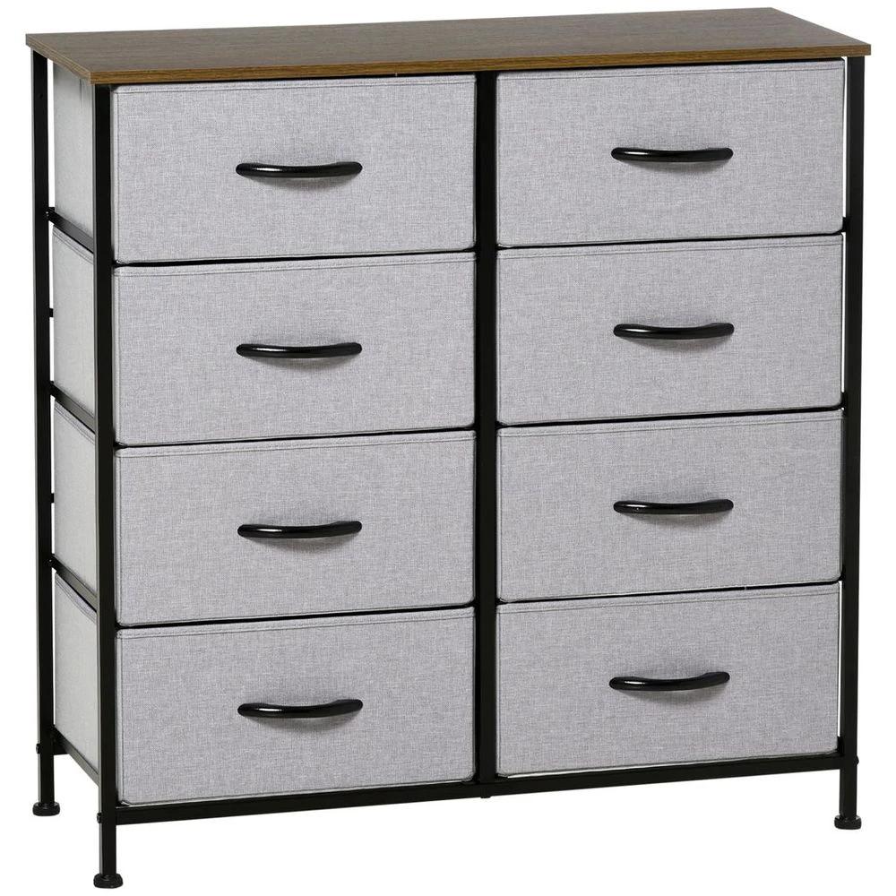 8 Drawer Fabric Chest of Drawers w/ Wooden Top for Closet Hallway Grey by HOMCOM