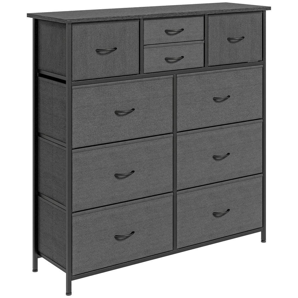 Bedroom Chest of Drawers Fabric Dresser w/ Foldable Drawers Black Homcom by HOMCOM