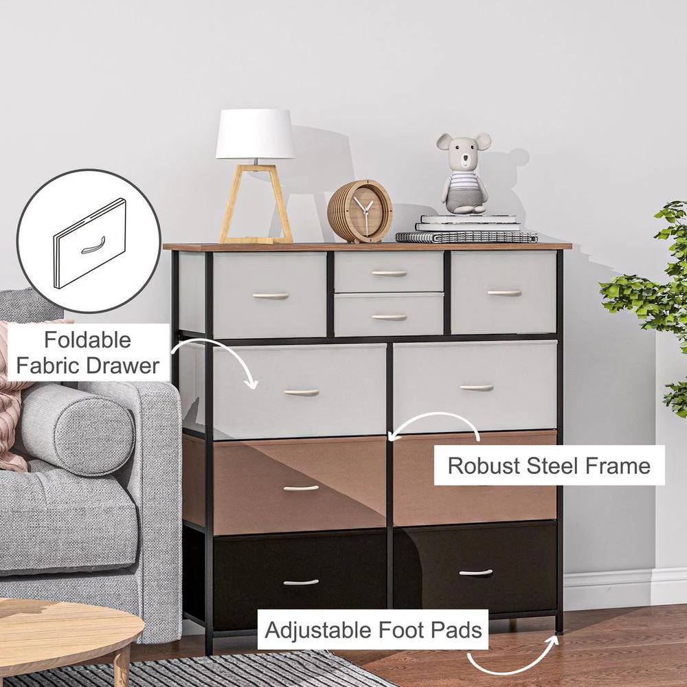 Bedroom Chest of Drawers Fabric Dresser w/ Foldable Drawers Multicolour Homcom by HOMCOM