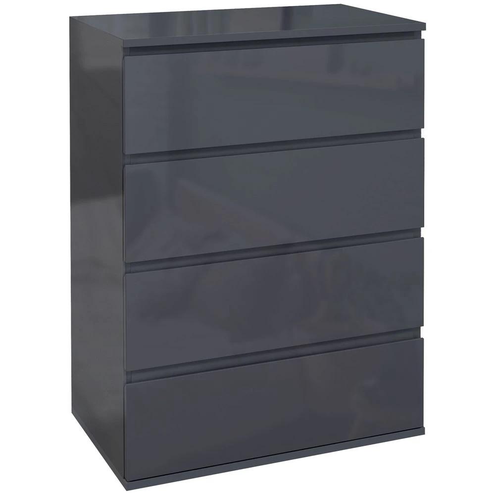 Bedroom Chest of Drawers, High Gloss 4 Drawers Dresser, Drawer Unit by HOMCOM