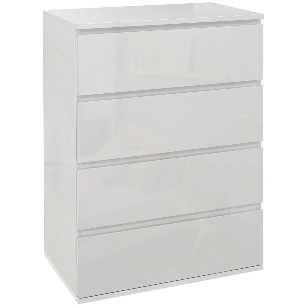 Bedroom Chest of Drawers, High Gloss 4 Drawers Dresser, Drawer Unit by HOMCOM