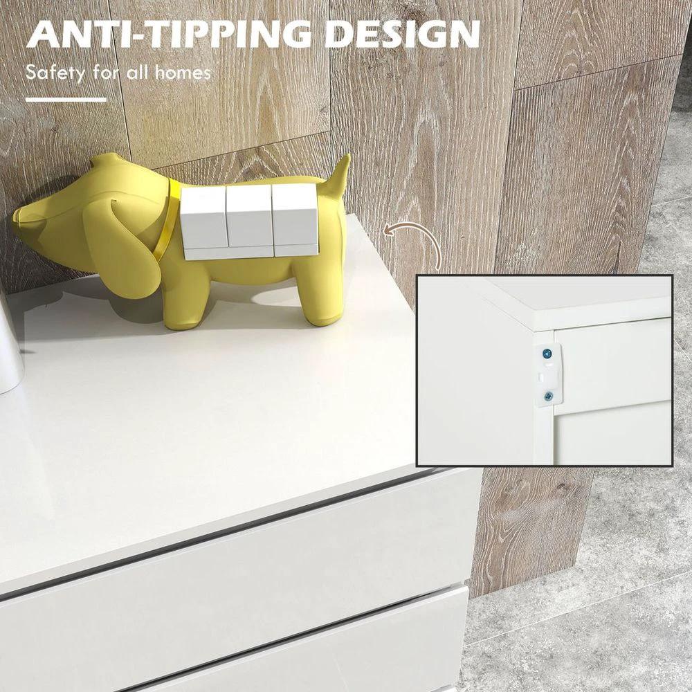 HOMCOM Bedroom Chest of Drawers, High Gloss 4 Drawers Dresser, Drawer Unit - Uncategorized Chest of Drawers