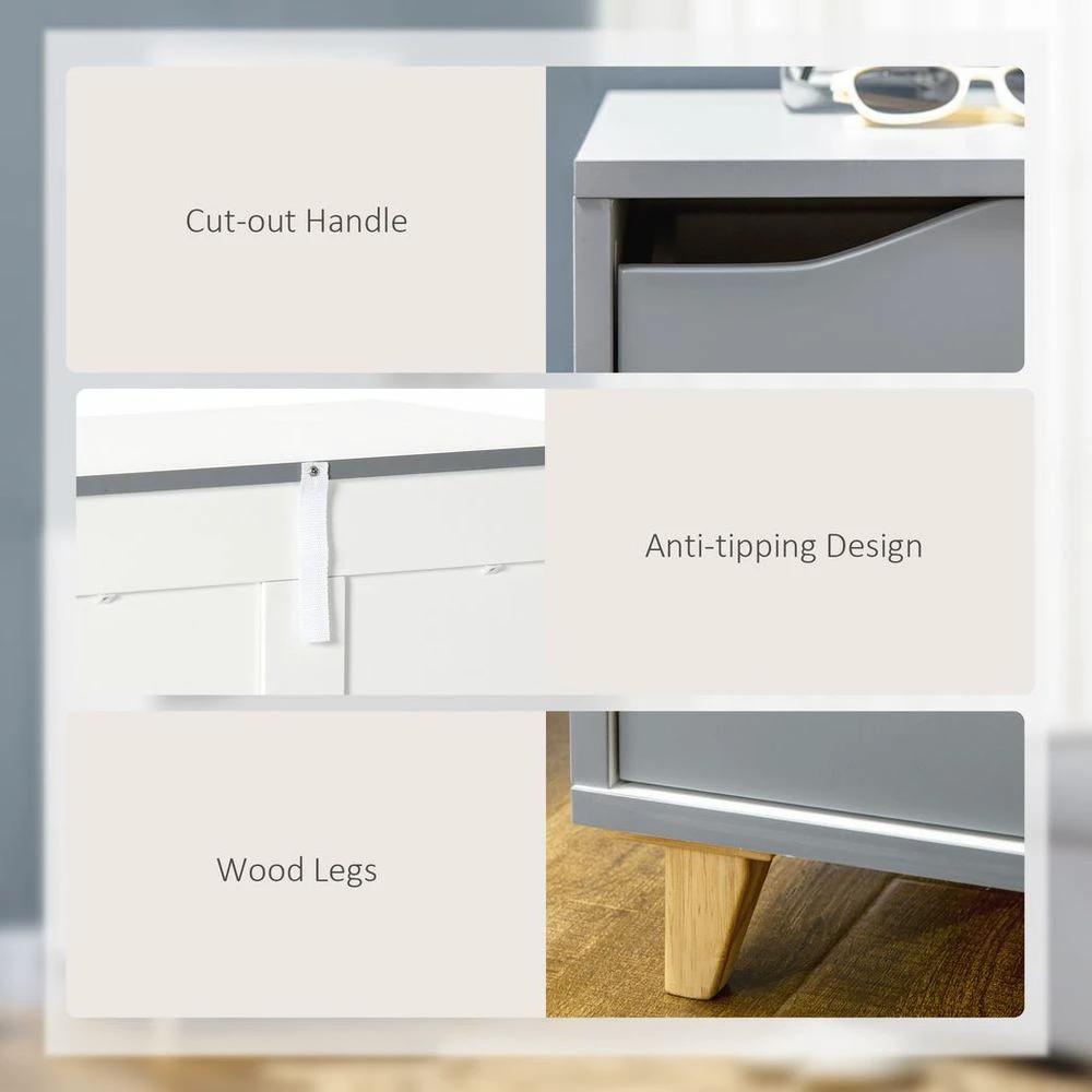 Chest of Drawers 3-Drawer Dresser Storage Cabinet with Solid Wood Legs Grey by HOMCOM