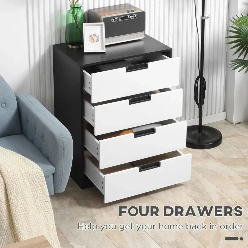 HOMCOM Chest of Drawers 4 Drawers Cabinet Organiser Unit with Handles for Bedroom - Uncategorized Chest of Drawers
