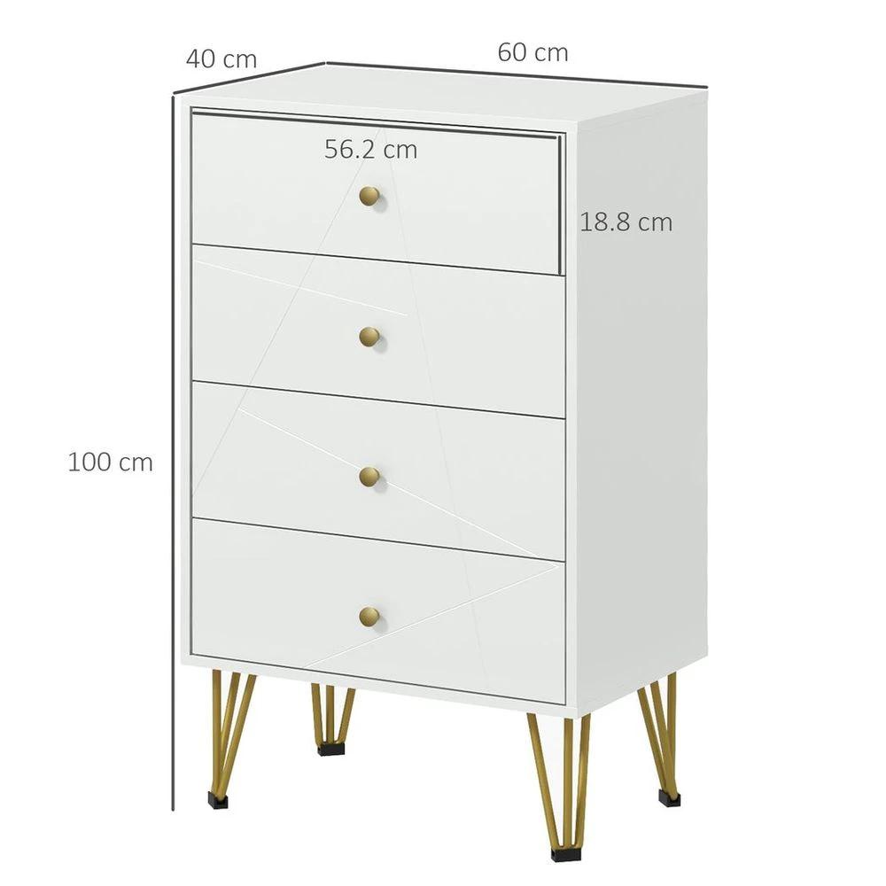 Chest of Drawers, 4 Drawers Dresser Storage Organiser for Bedroom by HOMCOM