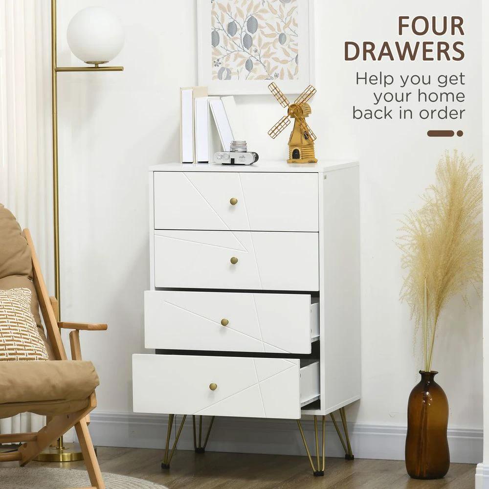 Chest of Drawers, 4 Drawers Dresser Storage Organiser for Bedroom by HOMCOM