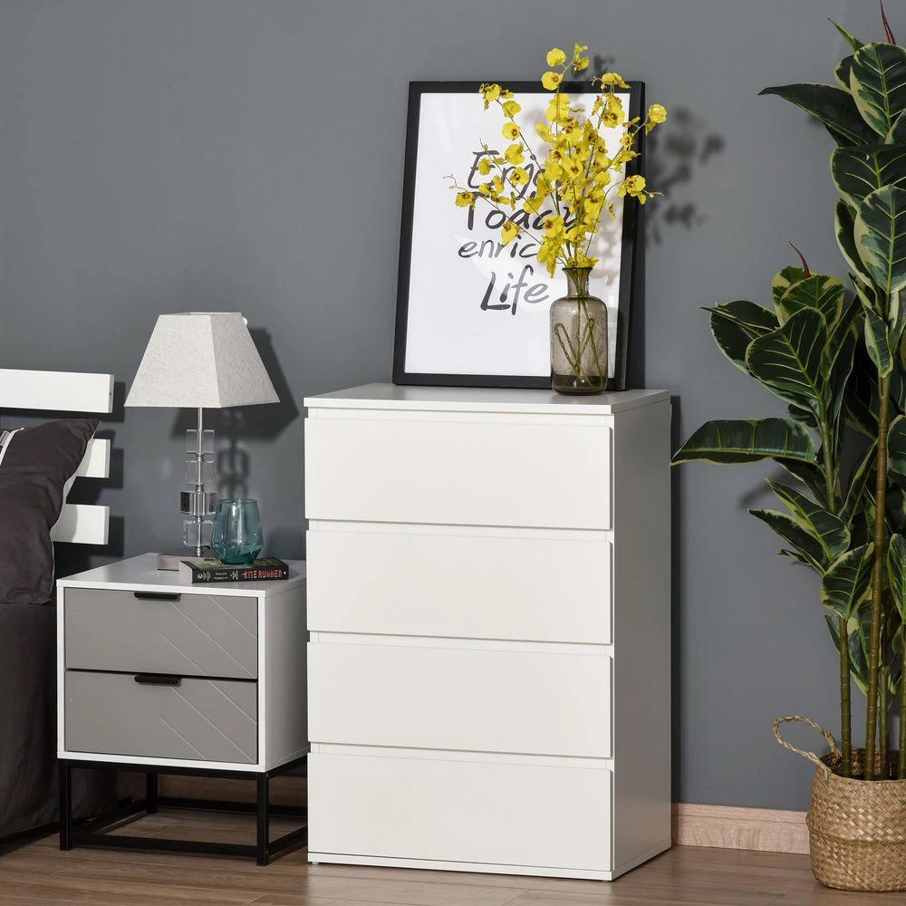 Chest of Drawers, 4 Drawers White by HOMCOM
