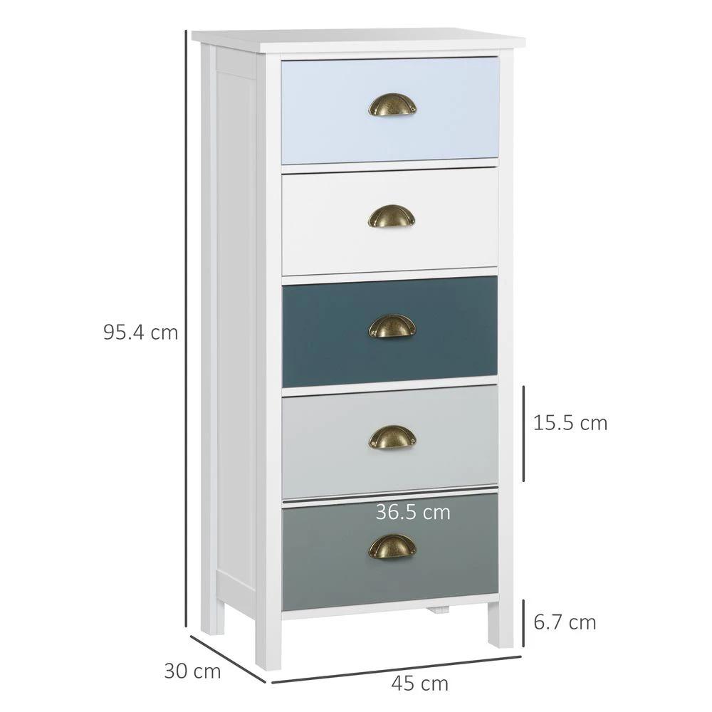 Chest of Drawers, 5-Drawer Dresser with Metal Handle by HOMCOM