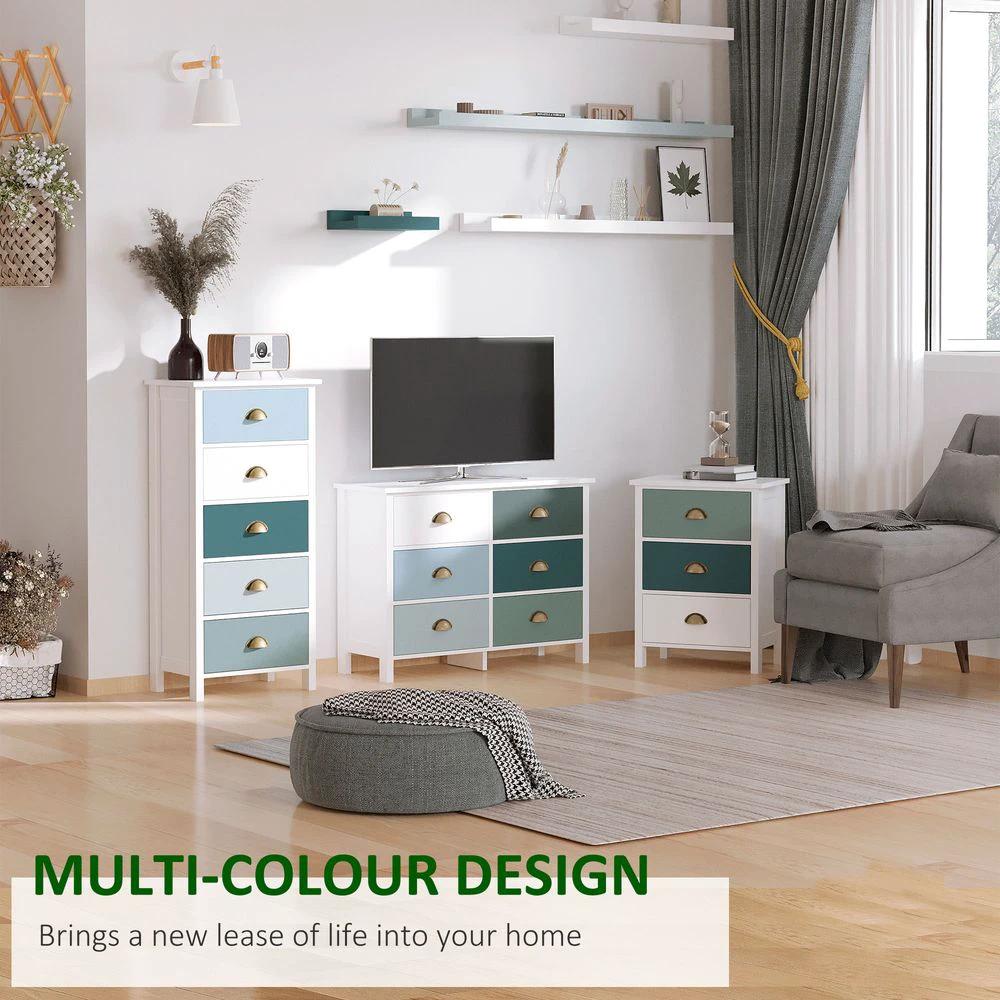 Chest of Drawers, 5-Drawer Dresser with Metal Handle by HOMCOM