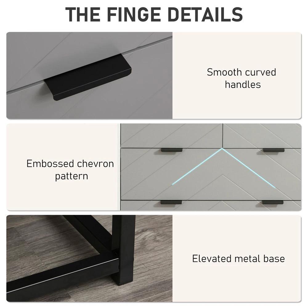 Chest of Drawers with Metal Handles Freestanding Dresser Modern Wooden by HOMCOM