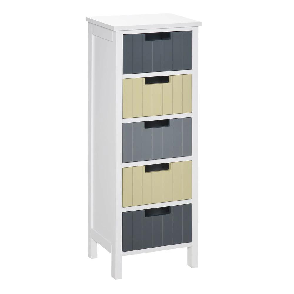 HOMCOM Simple Chest of 5 Drawers Storage Cabinet for Dining & Living Room - Chest of Drawers