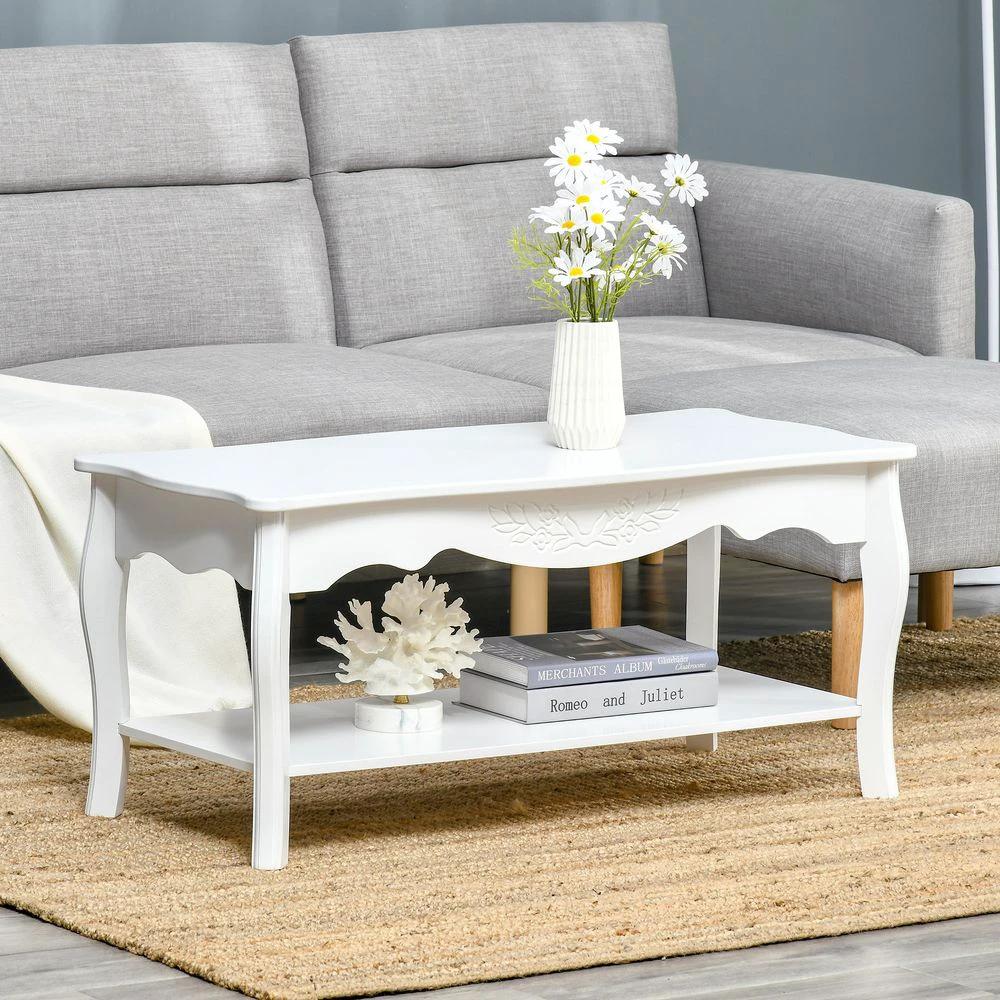 Coffee Table, 94Lx44Wx42H cm-White by HOMCOM