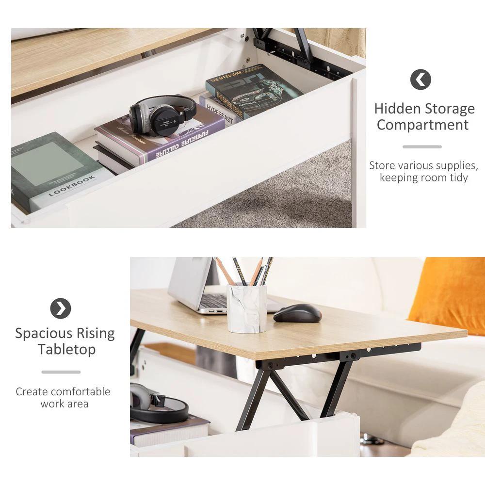 Lift Top Coffee Table w/Storage Compartment, Living Room Center Table by HOMCOM