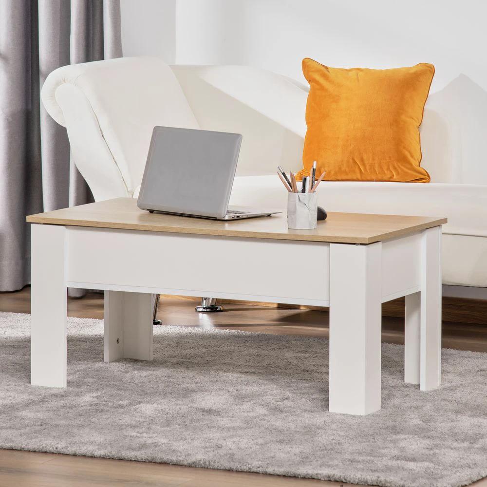 Lift Top Coffee Table w/Storage Compartment, Living Room Center Table by HOMCOM