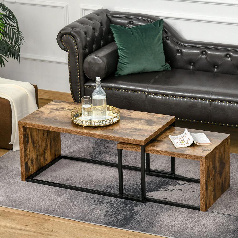 Set of 2 Coffee Tables, Side Table, Tea Table for Living Room Bedroom by HOMCOM