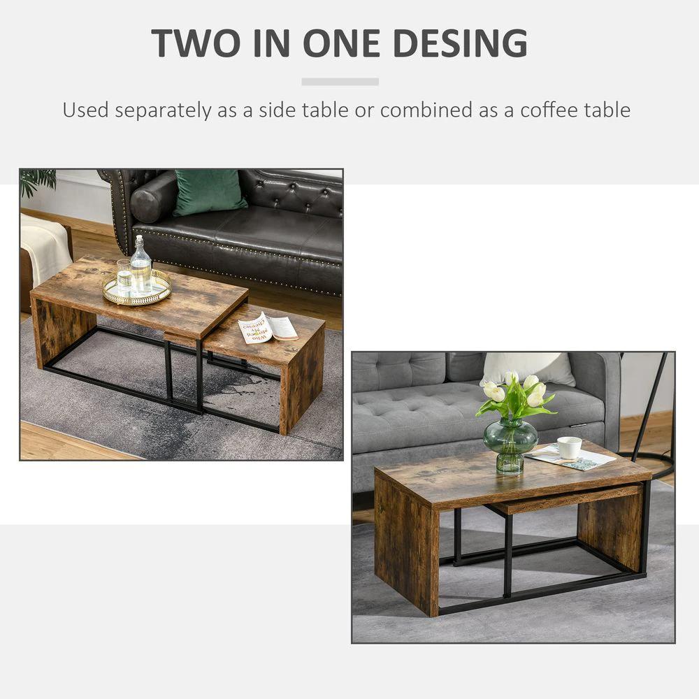 Set of 2 Coffee Tables, Side Table, Tea Table for Living Room Bedroom by HOMCOM