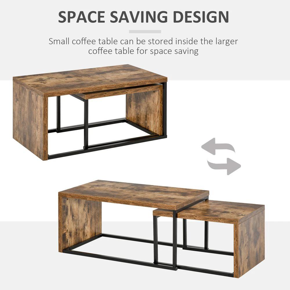 Set of 2 Coffee Tables, Side Table, Tea Table for Living Room Bedroom by HOMCOM