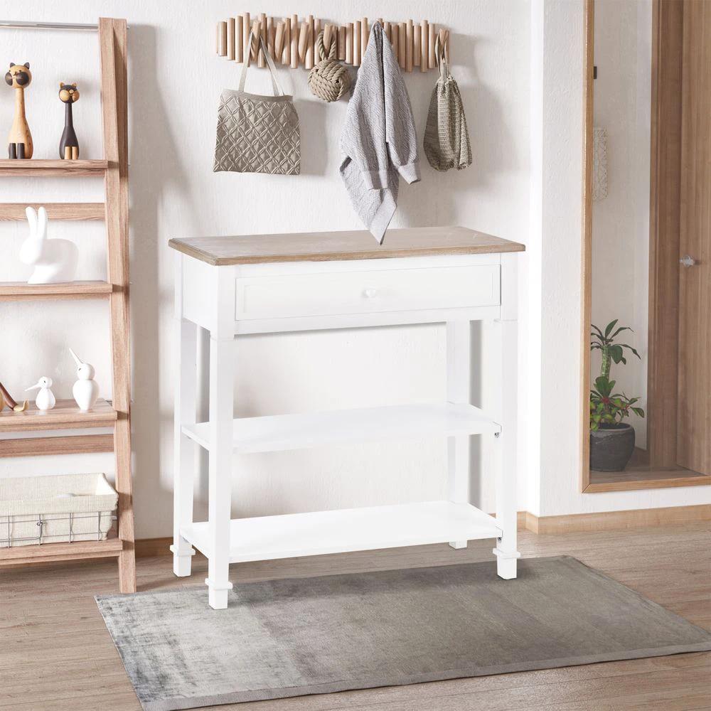 MDF Wide Drawer Console Table White by HOMCOM