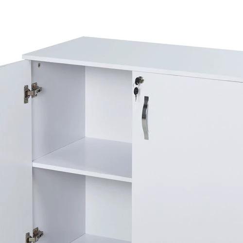 2-Tier Locking Office Storage Cabinet File Organisation w/ 2 Keys White HOMCOM by HOMCOM