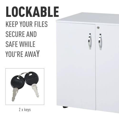 2-Tier Locking Office Storage Cabinet File Organisation w/ 2 Keys White HOMCOM by HOMCOM