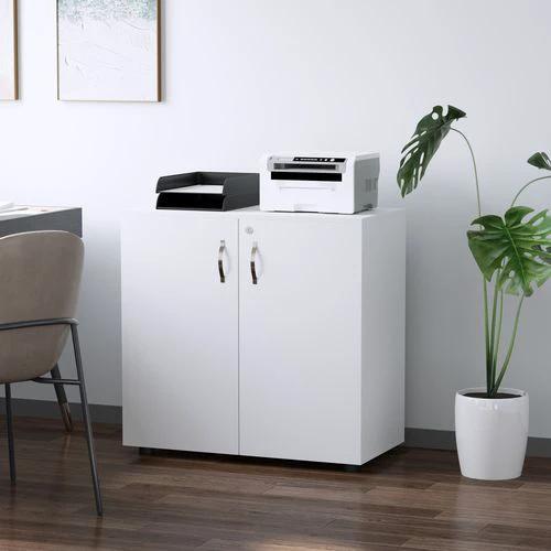 2-Tier Locking Office Storage Cabinet File Organisation w/ 2 Keys White HOMCOM by HOMCOM