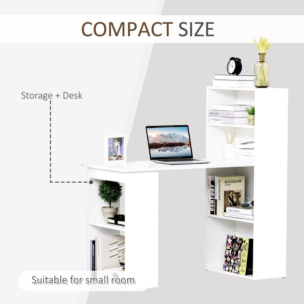 HOMCOM Computer Desk, 120Lx55Dx120H cm-White - Desks Desk