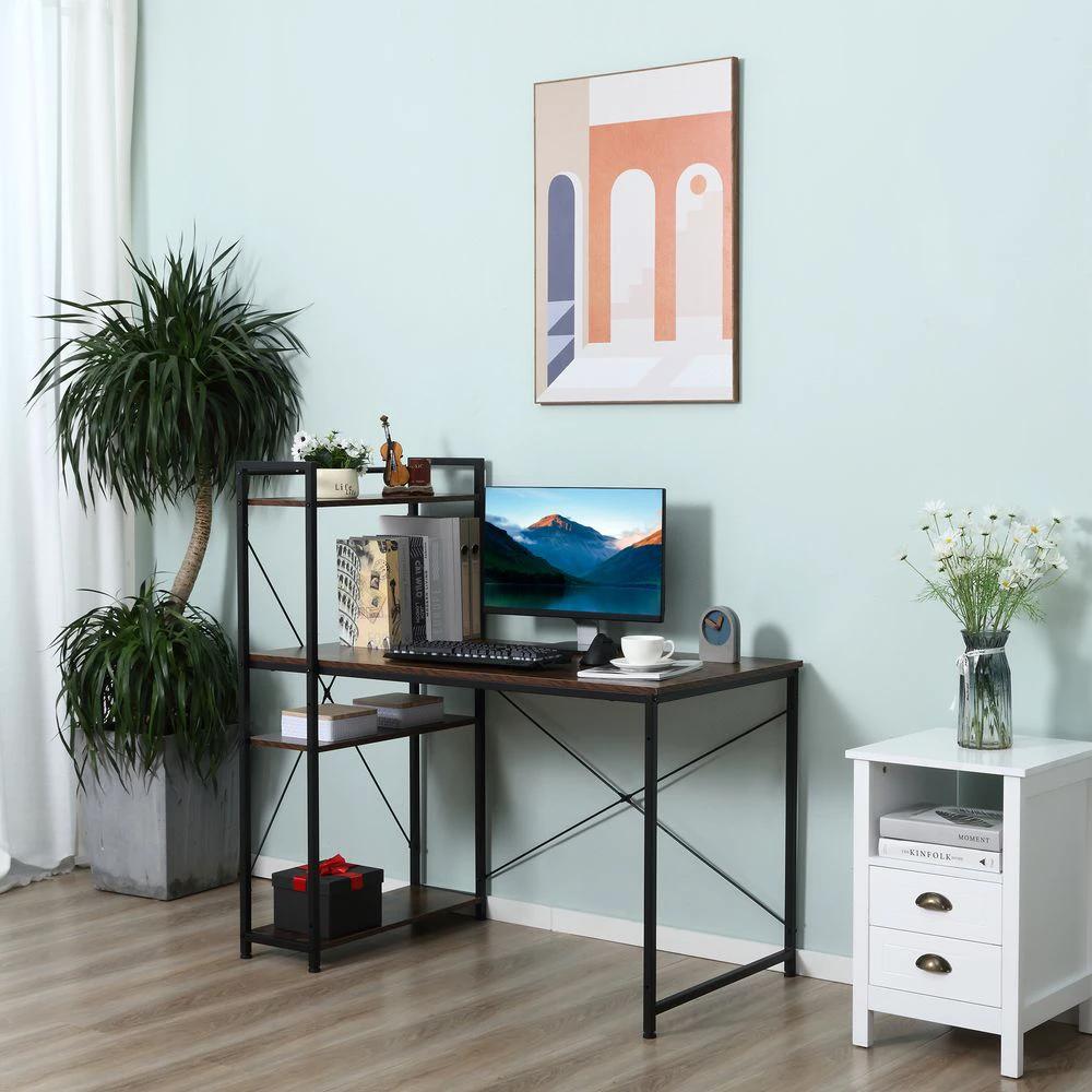 Computer Desk PC Table Study Workstation Home Office 4-tier Bookshelf Storage by HOMCOM