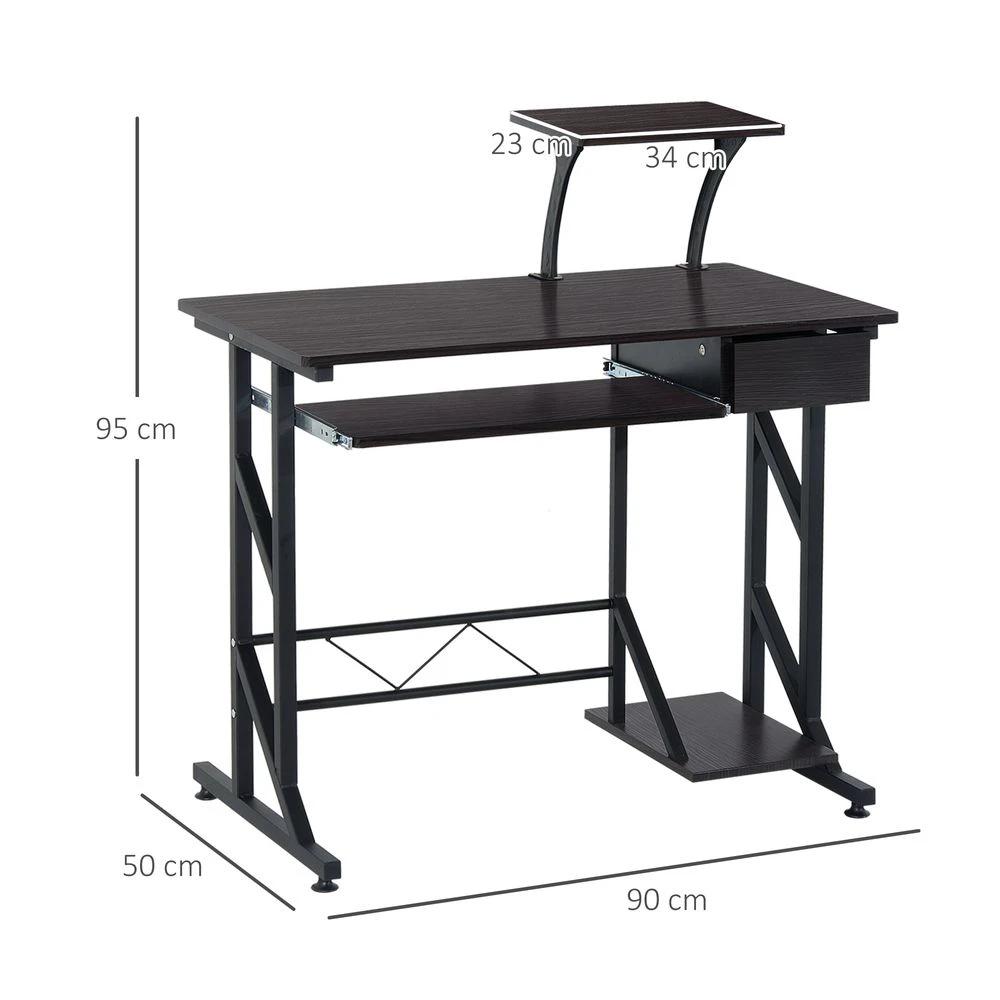 HOMCOM Computer Desk Quality Office Home PC Shelf Tray Wood Station Dark Brown HOMCOM - Desks Desk