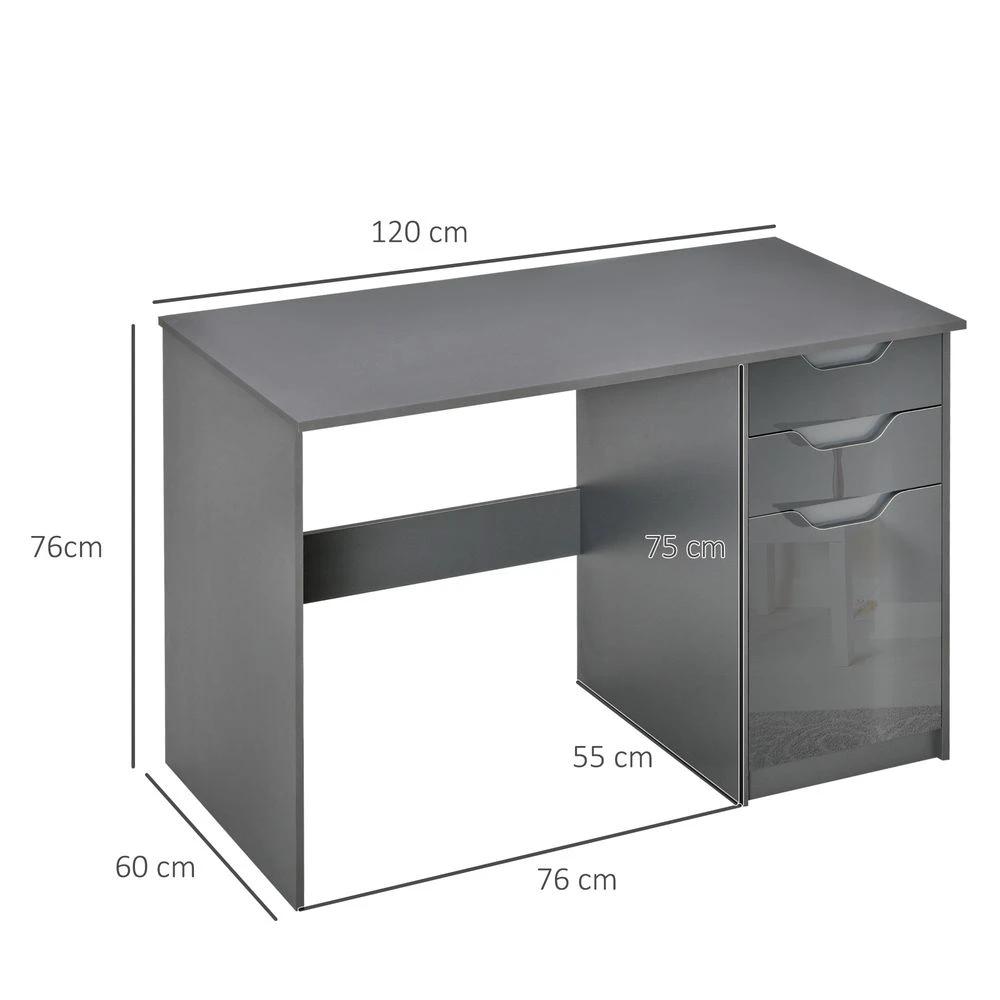 Computer Desk with Drawers, Workstation Grey by HOMCOM