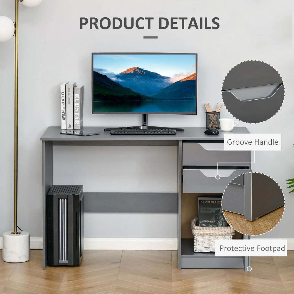 Computer Desk with Drawers, Workstation Grey by HOMCOM