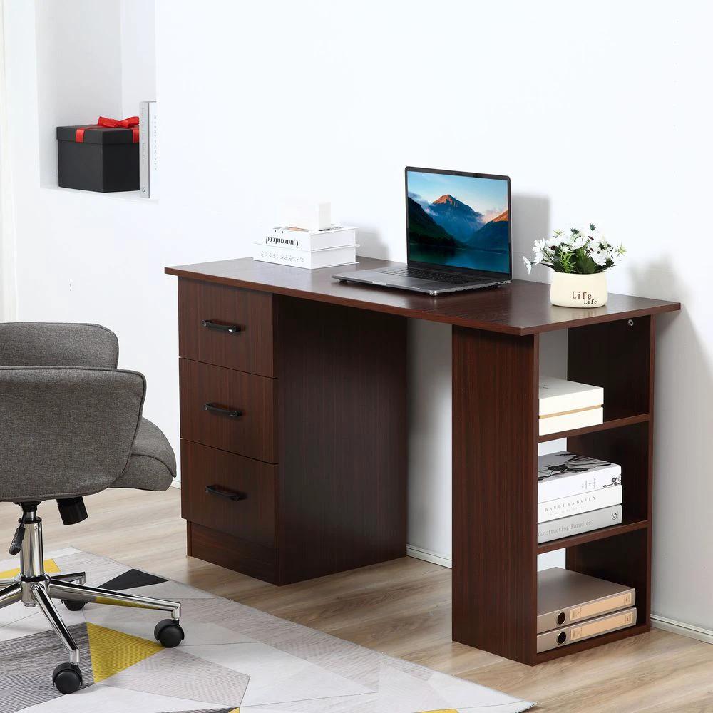 HOMCOM Computer Desk w/ Storage, Writing Study Table for Home Office, Brown by HOMCOM